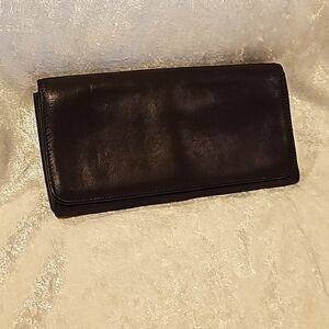 Fossil bifold soft rich brown leather wallet zip coin picket multiple card slots